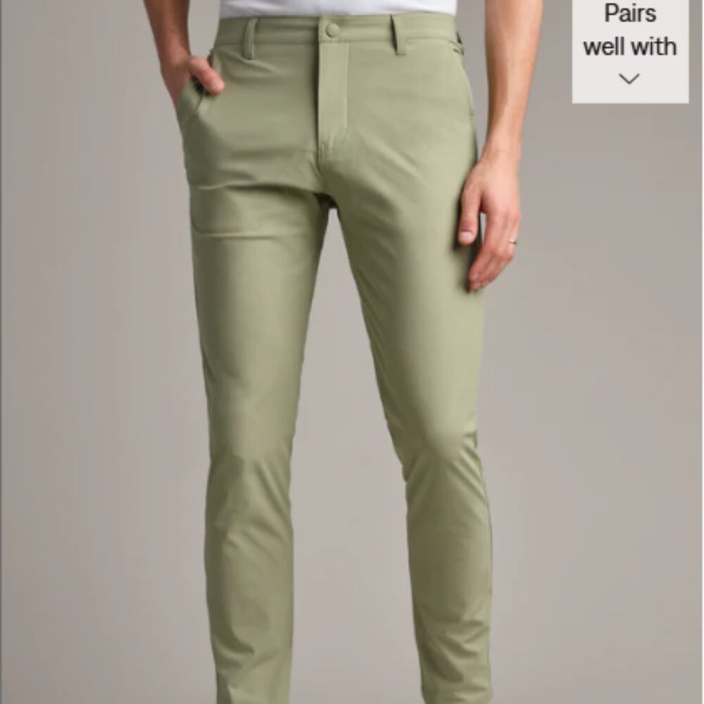 Rhone Pants Mens 33x32 Commuter Khaki Chino Trouser Flat Flex Knit Snap Golf